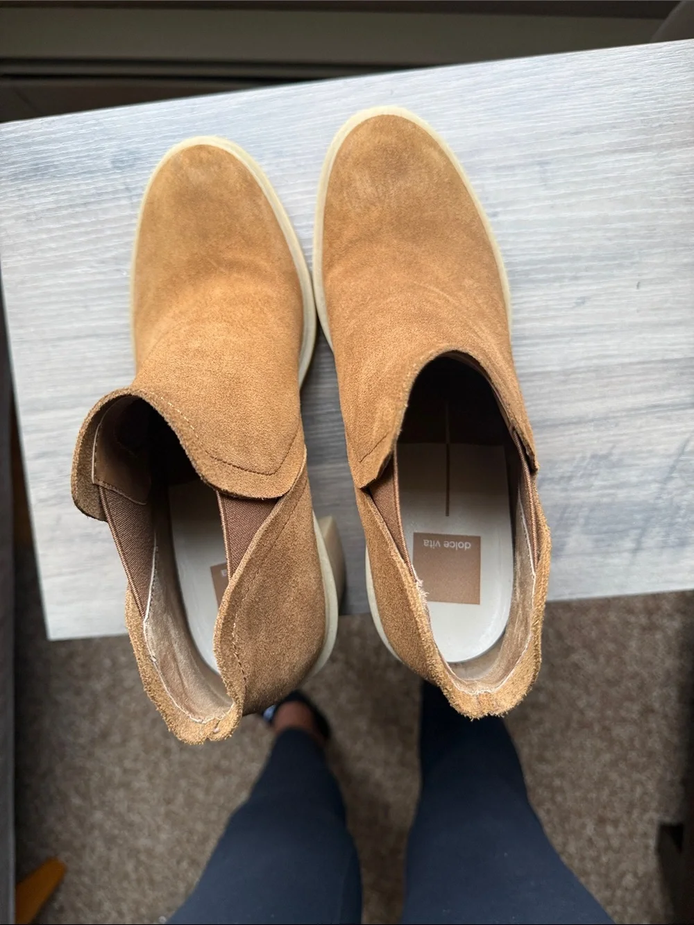 Dolce Vita Tan Suede Platform Chelsea Booties